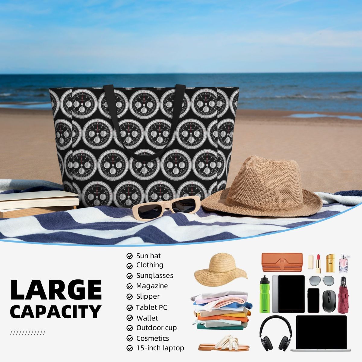 Black Luxury Watch Face Beach  - Yoga Fitness Watch บทวิจารณ์และราคา