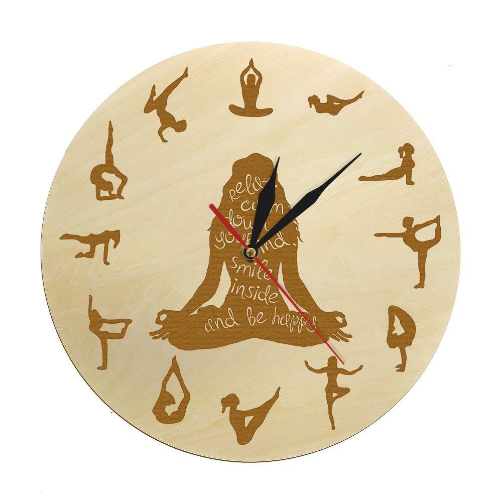 Yoga Pose Wooden Wall Clock Fi - Yoga Fitness Watch บทวิจารณ์และราคา