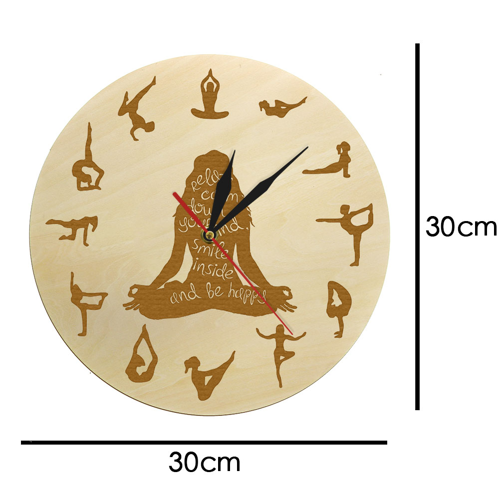 Yoga Pose Wooden Wall Clock Fi - Yoga Fitness Watch บทวิจารณ์และราคา