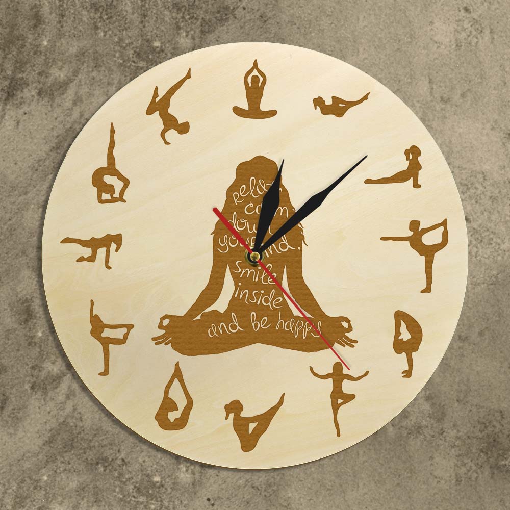 Yoga Pose Wooden Wall Clock Fi - Yoga Fitness Watch บทวิจารณ์และราคา