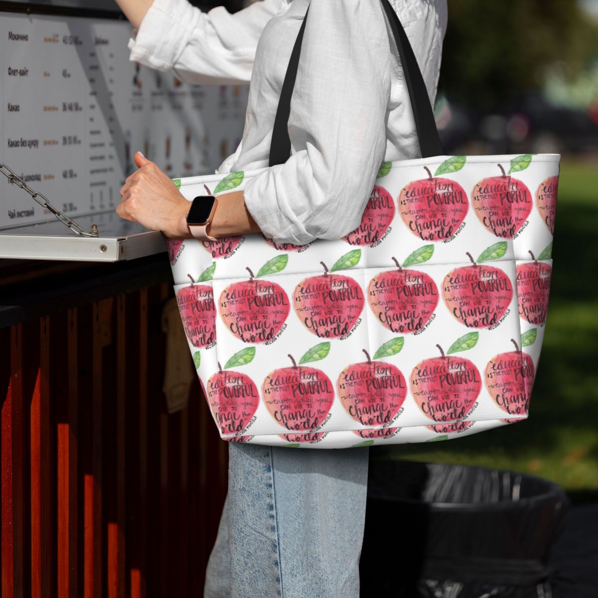 Teacher Quote Beach Tote Bag S - Yoga Fitness Quotes บทวิจารณ์และราคา