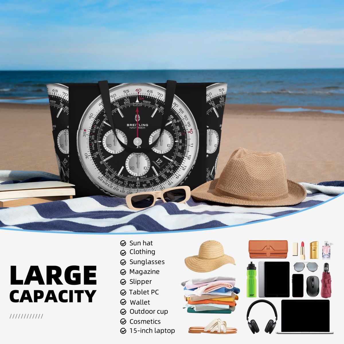Black Luxury Watch Face Beach  - Yoga Fitness Watch บทวิจารณ์และราคา